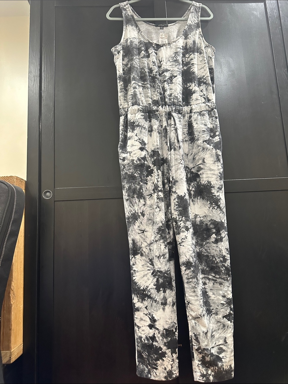 Ambiance Black & White Tie-Dye Sleeveless Jumpsuit